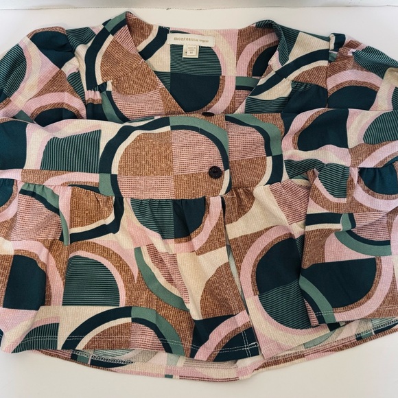 Monteau Los Angeles Retro Midi Dress Button Fron Size Medium Geometric Design - Picture 5 of 16